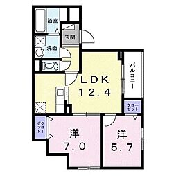 メゾン・ド・ルミエール 2LDKの間取図画像