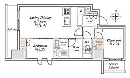 ブランシエスタ入谷グランデ 2LDKの間取図画像