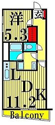 エバーグリーン 1LDKの間取図画像
