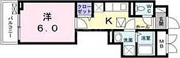 ラシュレ十条 1Kの間取図画像