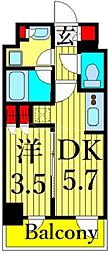 グランカーサ三ノ輪2 1DKの間取図画像