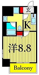 HY'sタバタ2ウエスト 1Kの間取図画像