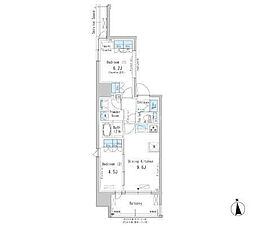 パークアクシス新御徒町イースト 2DKの間取図画像