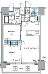 ルフォンプログレ田原町 2LDKの間取図画像
