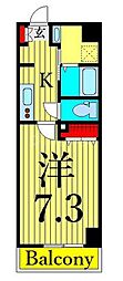 ヴィラフォレスト田端 1Kの間取図画像