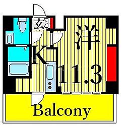 ブランシュワ 1Kの間取図画像