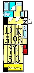 エルラッソ入谷 1DKの間取図画像