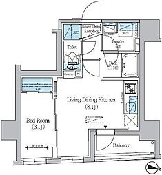 アーバネックス文京千駄木 1LDKの間取図画像
