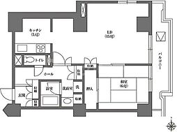 文京グリーンコートビュータワー本駒込B棟 1LDKの間取図画像
