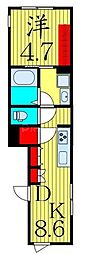 三ノ輪レーベルブルーム 1LDKの間取図画像