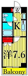 プレール・ドゥーク東京EAST3 1Kの間取図画像