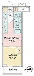 ドゥーエ日暮里IV 1DKの間取図画像