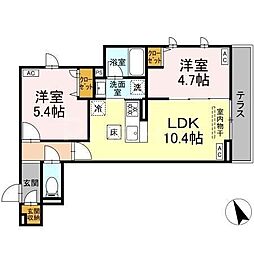 セレスティア赤羽 2LDKの間取図画像