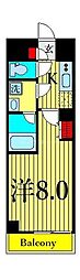 SHOKENResidence南千住 1Kの間取図画像
