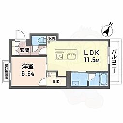 メゾン　ド　平尾 2階1LDKの間取り