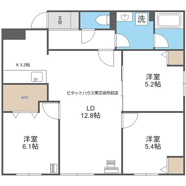 ＢＲＩＧＨＴ　ＧＡＲＤＥＮ　209 ｜北海道札幌市東区北二十条東9丁目(賃貸マンション2LDK・1階・64.77㎡)の写真 その2