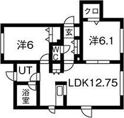 パークサイドセトル2 2LDKの間取図画像