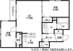 札幌市北区新琴似七条2丁目マンション 2LDKの間取図画像
