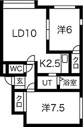 ノーマルヒル元町 2LDKの間取図画像