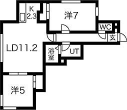 カーム1 2LDKの間取図画像
