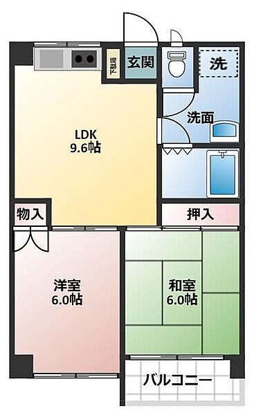 エンブレム東大沢 ｜埼玉県越谷市東大沢3丁目(賃貸マンション2LDK・3階・48.60㎡)の写真 その2