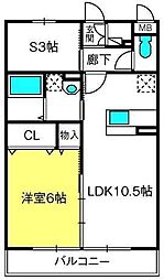 リバーパーク蒲生　Ｃ 1階1SLDKの間取り
