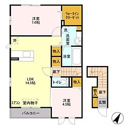 プリムヴィラ 2LDKの間取図画像