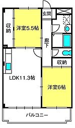 ハイブリッジA 2LDKの間取図画像