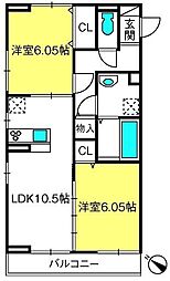 ノーブル浦和美園 2LDKの間取図画像