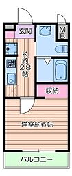 リベルテ東浦和 1Kの間取図画像