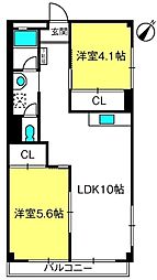 リブレス東浦和 2LDKの間取図画像