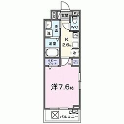 プレッソパーク 1Kの間取図画像