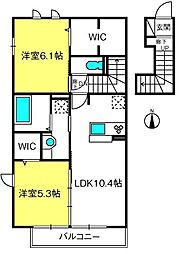 ルピナス参番館 2LDKの間取図画像