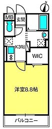 サンライズ蒲生 1Kの間取図画像