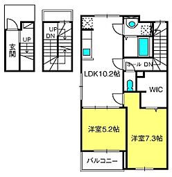 メゾンアンソレイユ 2LDKの間取図画像