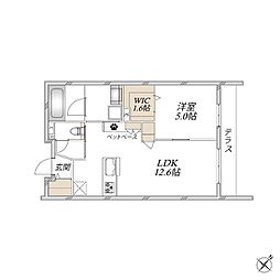 リュウ参番館 1LDKの間取図画像