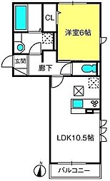クランリジエル 1LDKの間取図画像