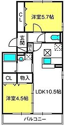 愛宕ビューハイツ 2LDKの間取図画像