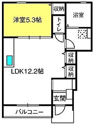 ジャルディニエ 1LDKの間取図画像