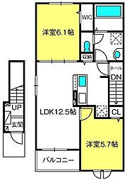 ラ・エスターテ 2LDKの間取図画像