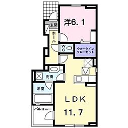 サニーベル2 1LDKの間取図画像