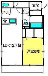 メゾンベール2 1LDKの間取図画像