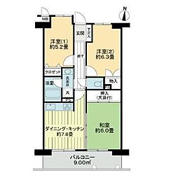ライオンズマンション山手町 3DKの間取図画像