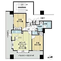 ライオンズヴィアーレ青葉通 2LDKの間取図画像