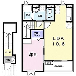 エレガンhiro 1LDKの間取図画像