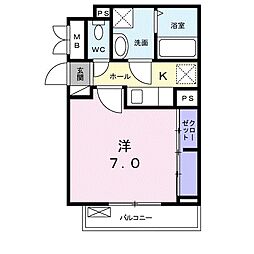 ヴィラ柏木2 1Kの間取図画像