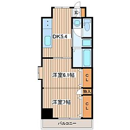 グランヴィア河原町 2DKの間取図画像
