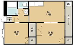 ハミングパークB3 2DKの間取図画像