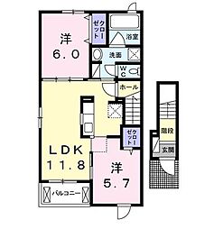スターライトB 2LDKの間取図画像
