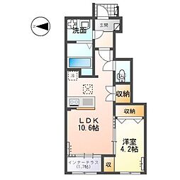 仙台市若林区上飯田1丁目アパート 1LDKの間取図画像